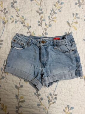 Celebrity Pink Light Wash Rolled Hem Denim Shorts